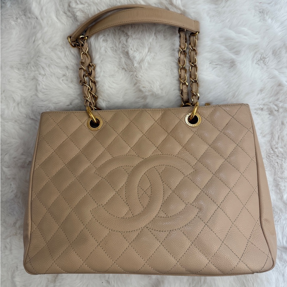 Chanel Light Brown Quilted Grand Shopping tote